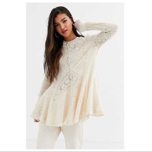 FREE PEOPLE BOHO FLOWY TUNIC SWEATER MINI A2C - Picture 9 of 16